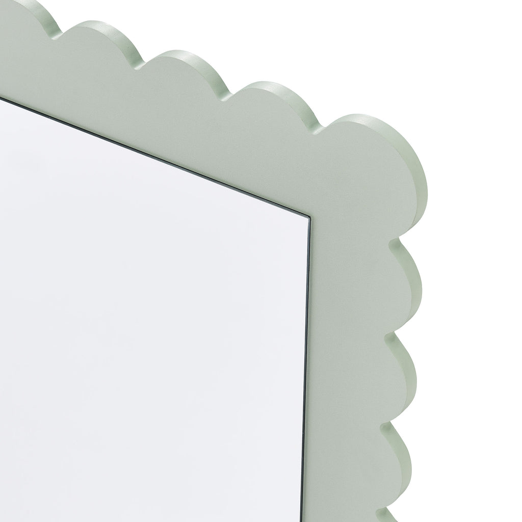 Emmeline Scalloped Rectangle Wall Mirror - Sage