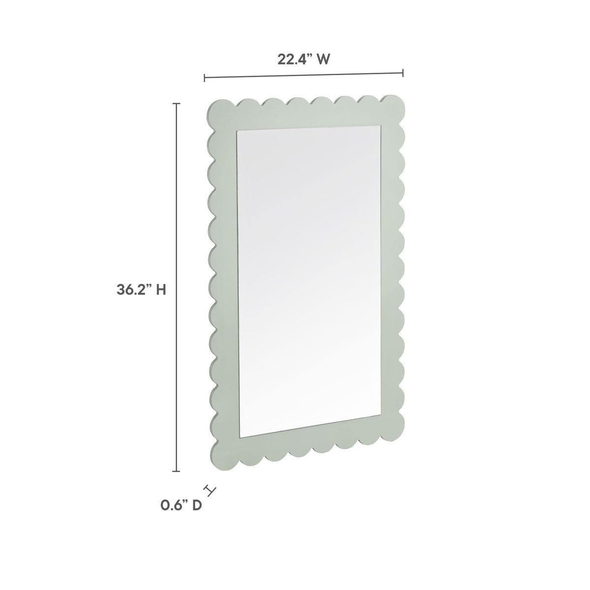 Emmeline Scalloped Rectangle Wall Mirror - Sage