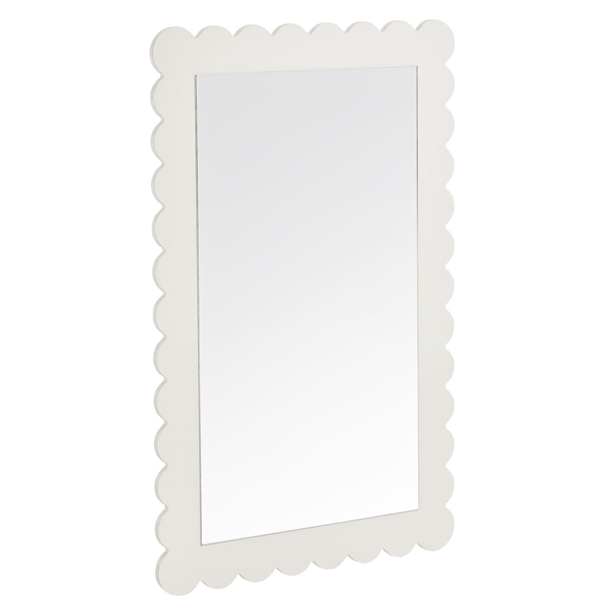 Emmeline Scalloped Rectangle Wall Mirror - White