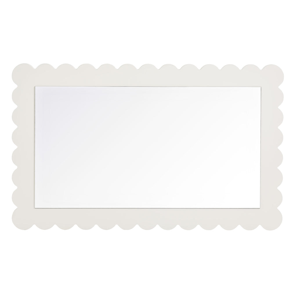 Emmeline Scalloped Rectangle Wall Mirror - White