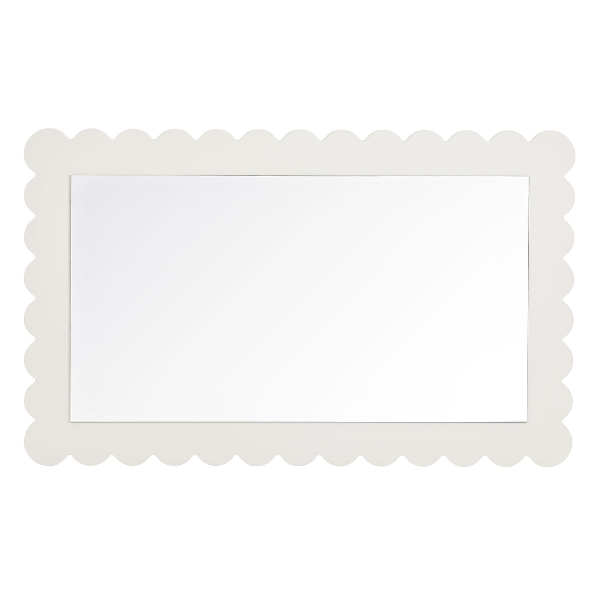 Emmeline Scalloped Rectangle Wall Mirror - White