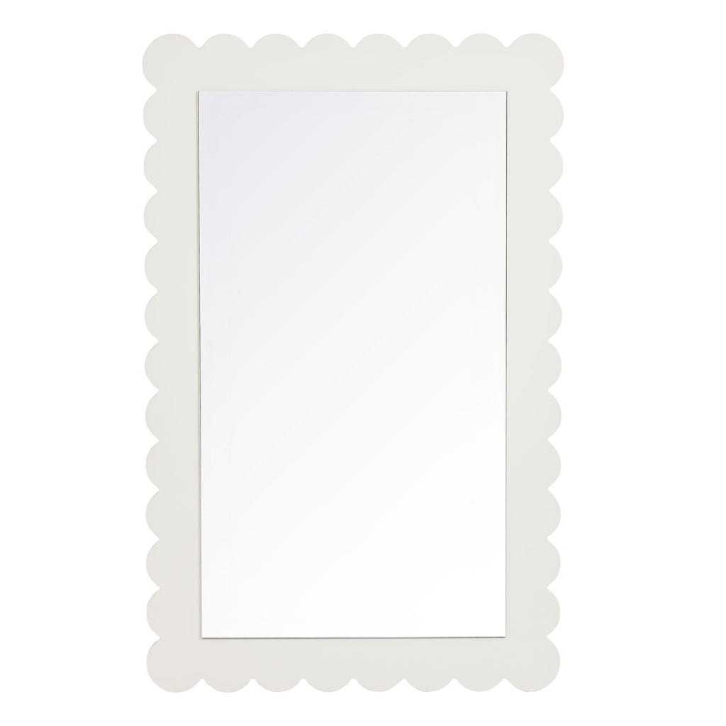 Emmeline Scalloped Rectangle Wall Mirror - White
