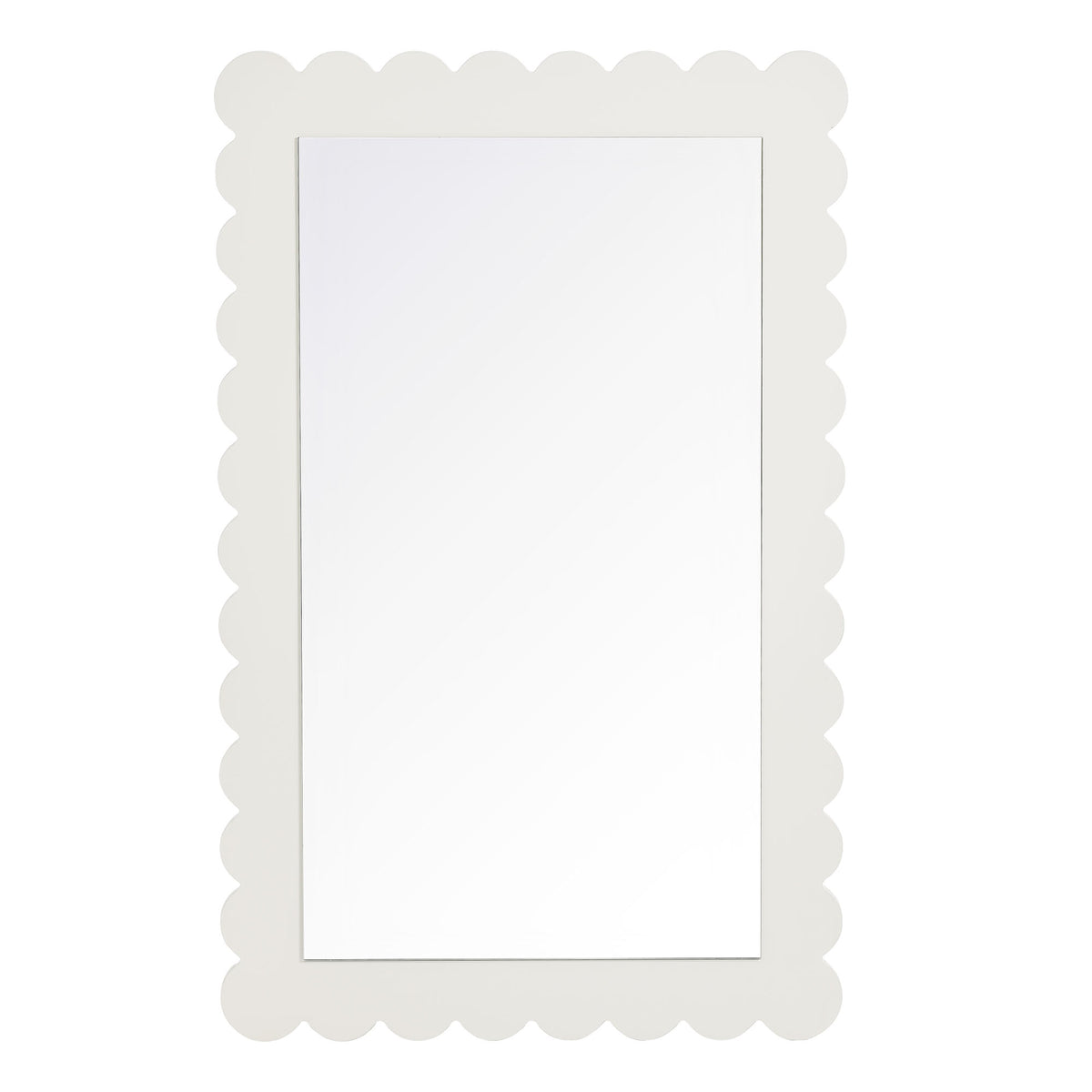 Emmeline Scalloped Rectangle Wall Mirror - White