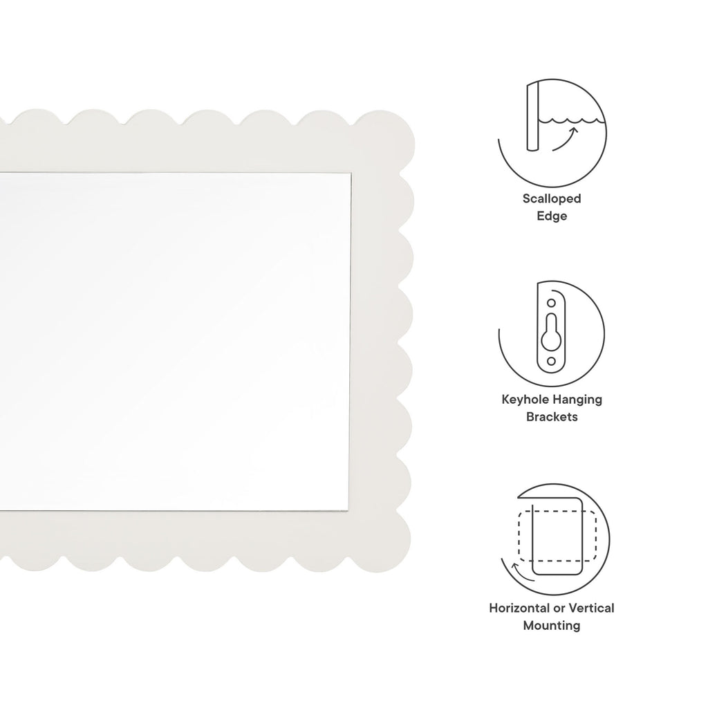 Emmeline Scalloped Rectangle Wall Mirror - White