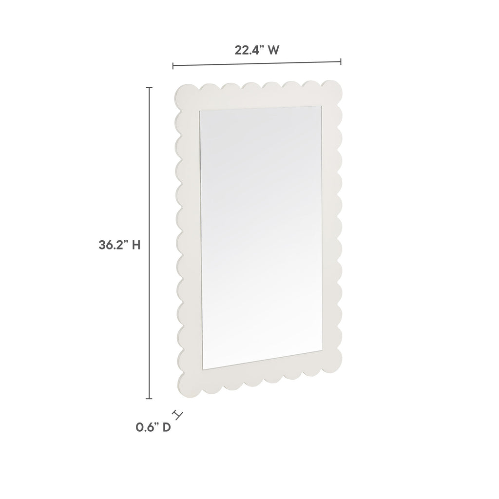 Emmeline Scalloped Rectangle Wall Mirror - White