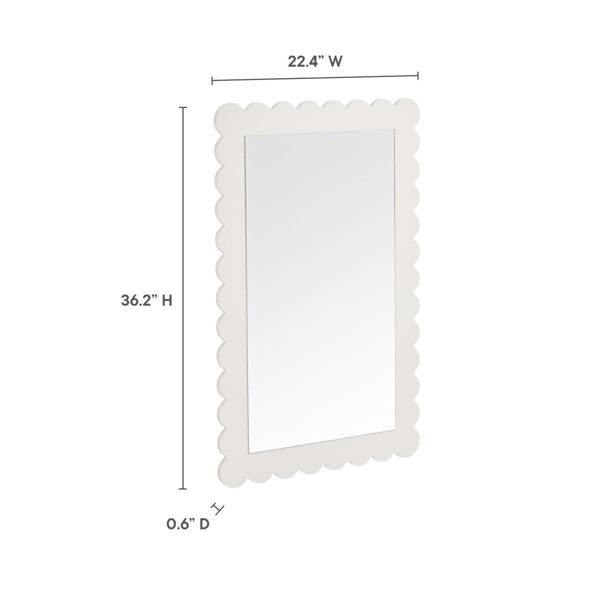 Emmeline Scalloped Rectangle Wall Mirror - White