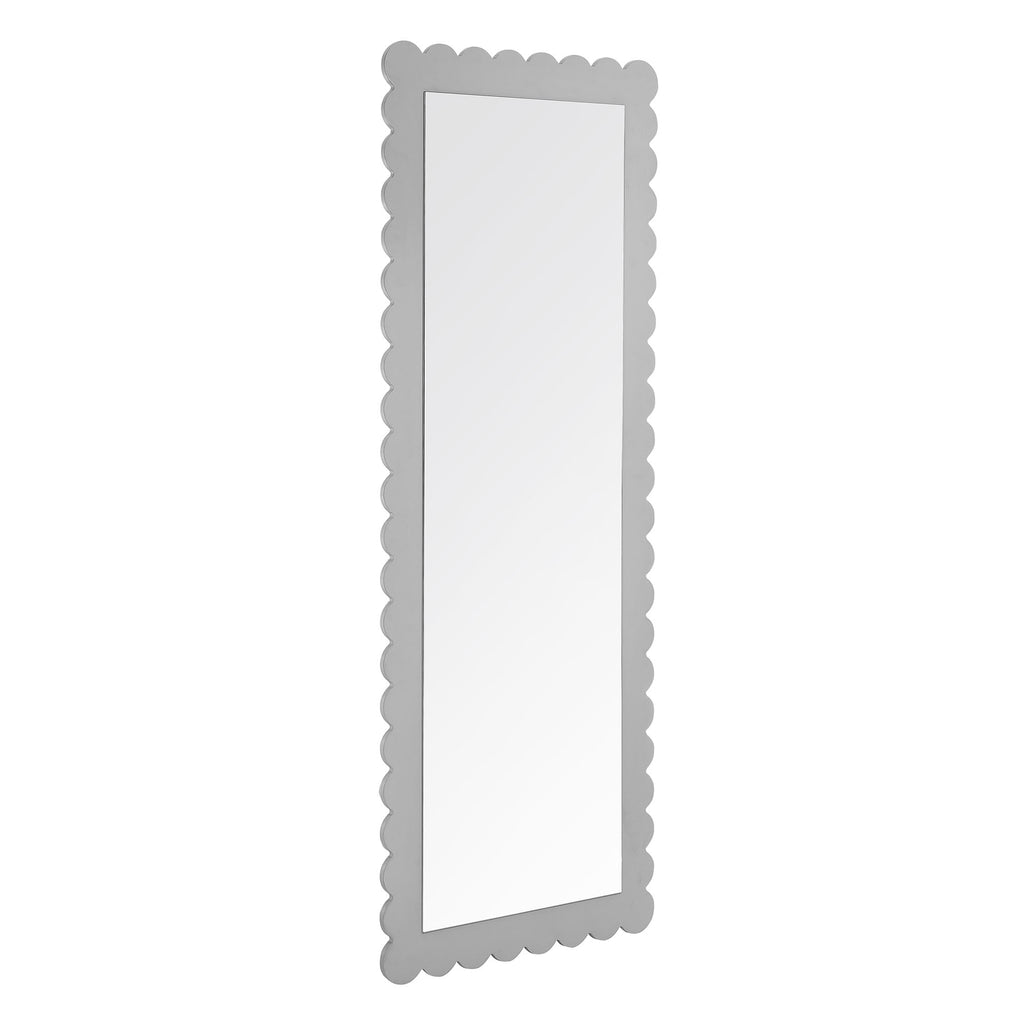 Emmeline Scalloped Rectangle Floor Mirror - Light Gray