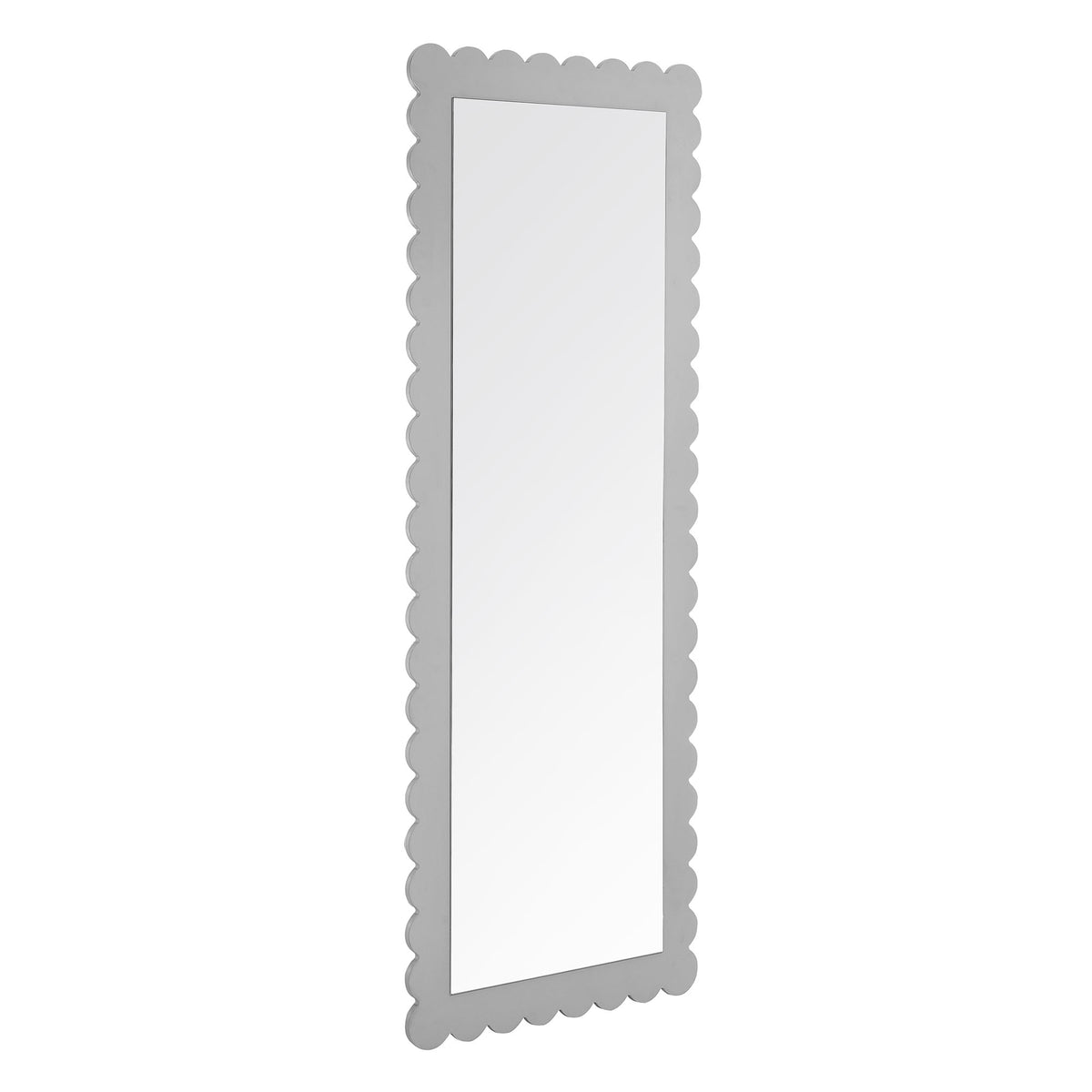 Emmeline Scalloped Rectangle Floor Mirror - Light Gray