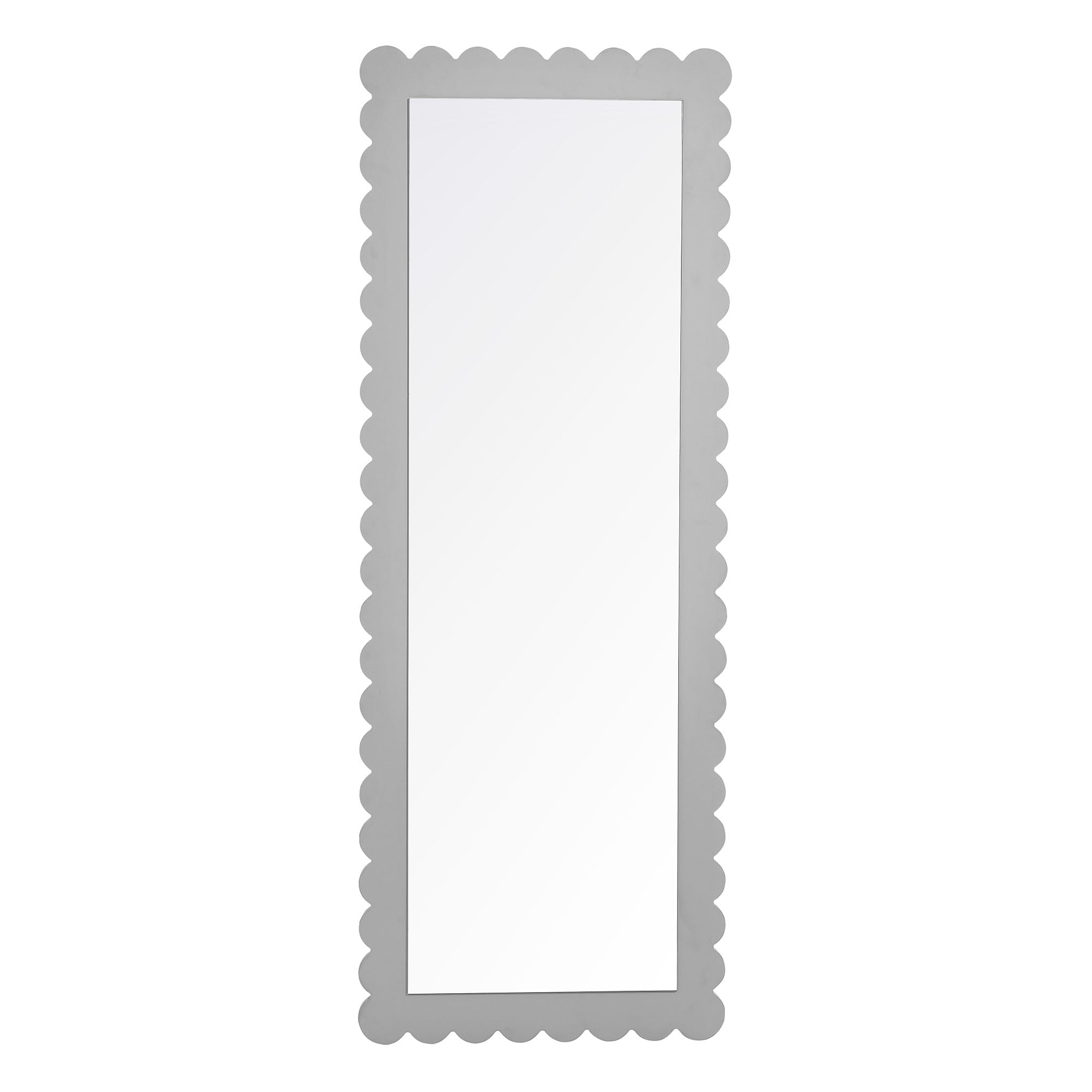 Emmeline Scalloped Rectangle Floor Mirror - Light Gray