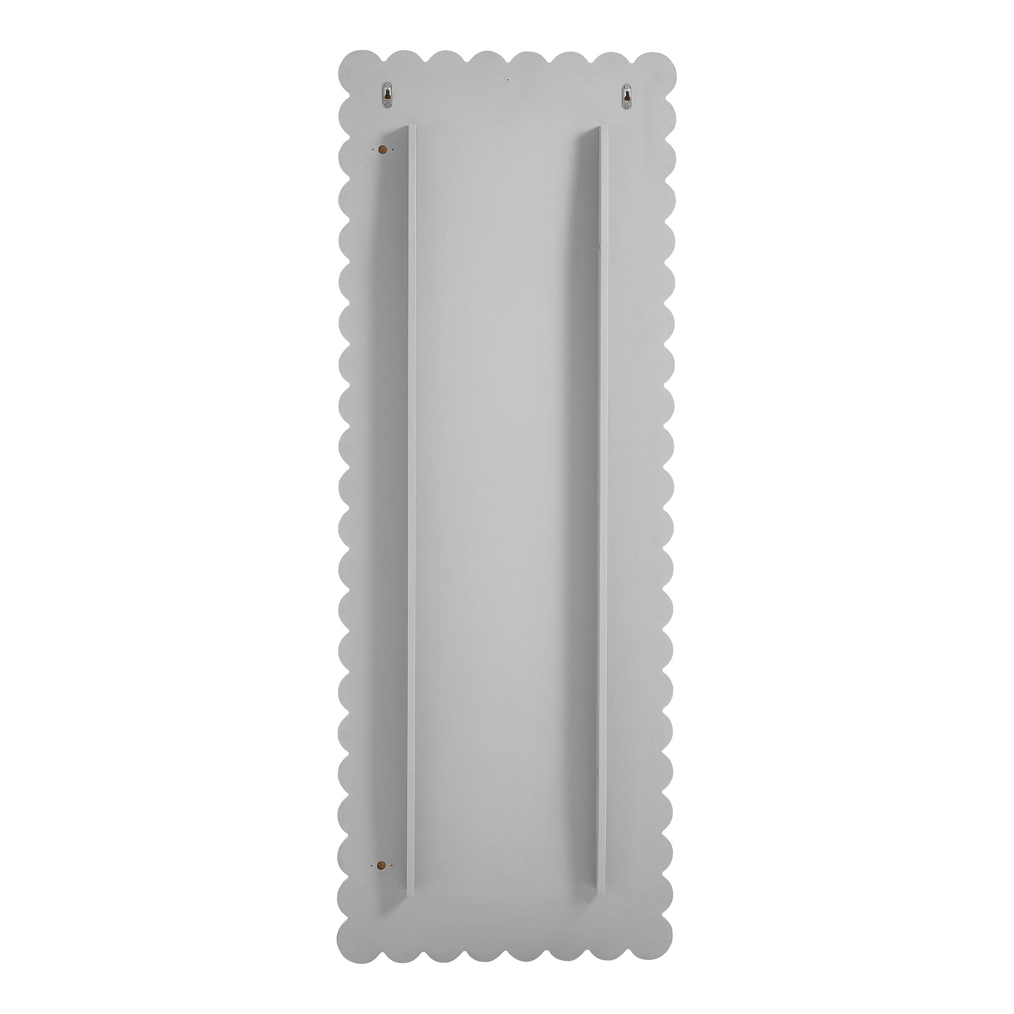 Emmeline Scalloped Rectangle Floor Mirror - Light Gray