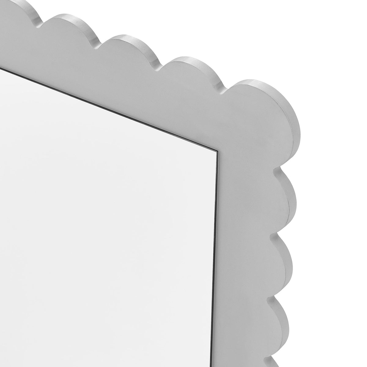 Emmeline Scalloped Rectangle Floor Mirror - Light Gray