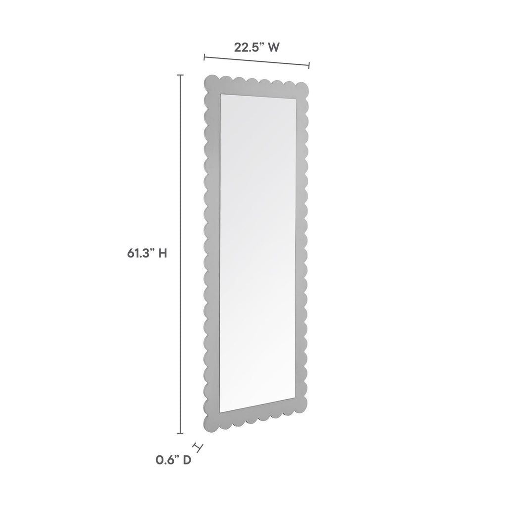 Emmeline Scalloped Rectangle Floor Mirror - Light Gray
