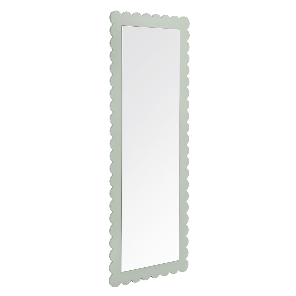 Emmeline Scalloped Rectangle Floor Mirror - Sage