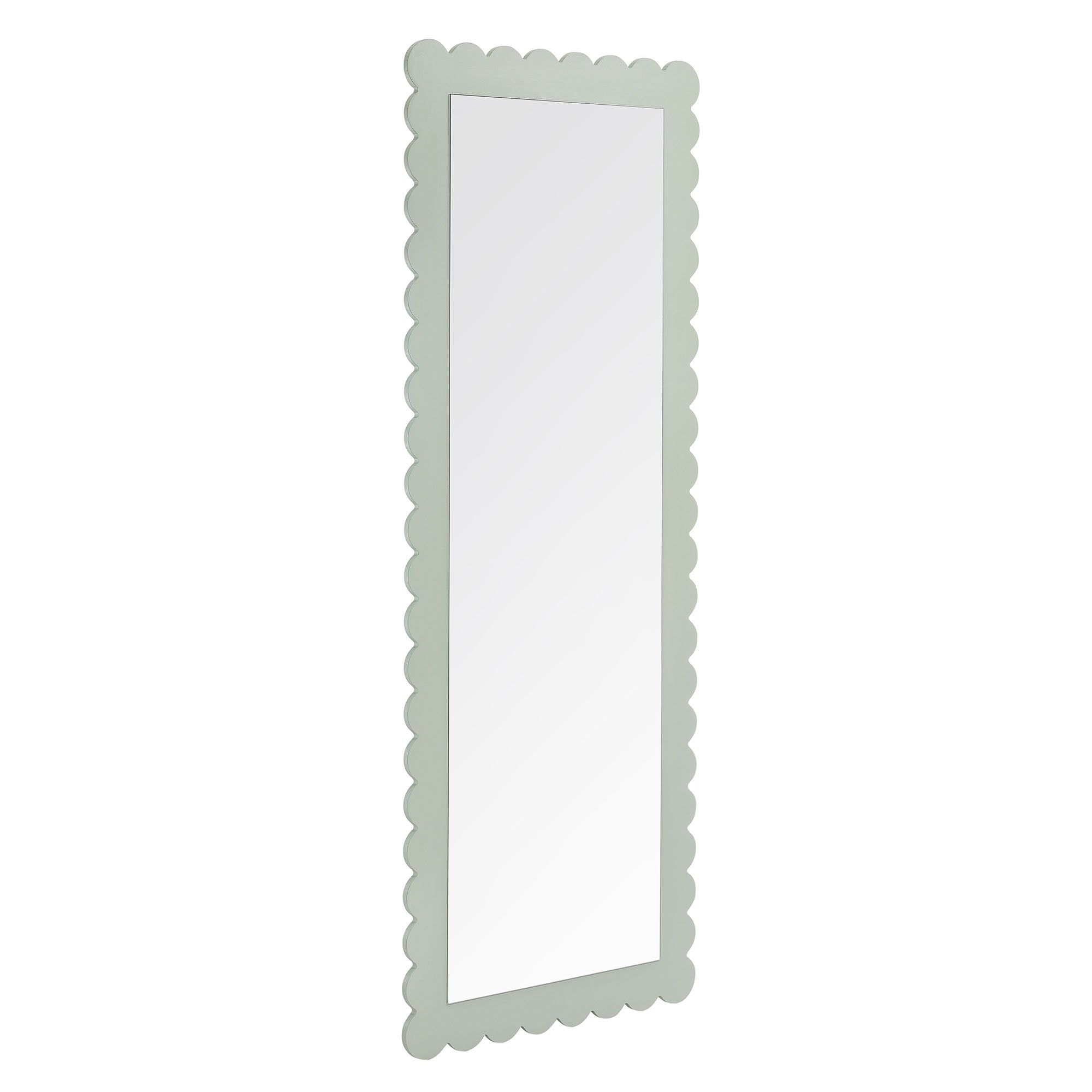 Emmeline Scalloped Rectangle Floor Mirror - Sage
