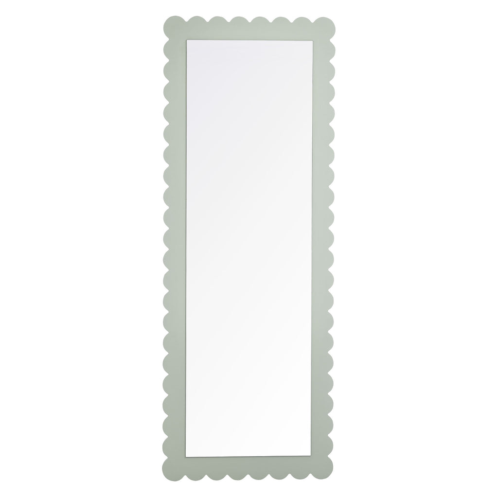 Emmeline Scalloped Rectangle Floor Mirror - Sage