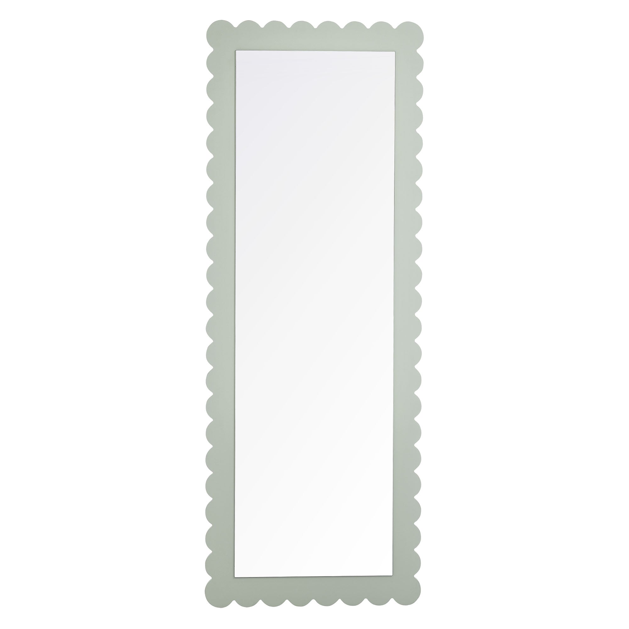 Emmeline Scalloped Rectangle Floor Mirror - Sage