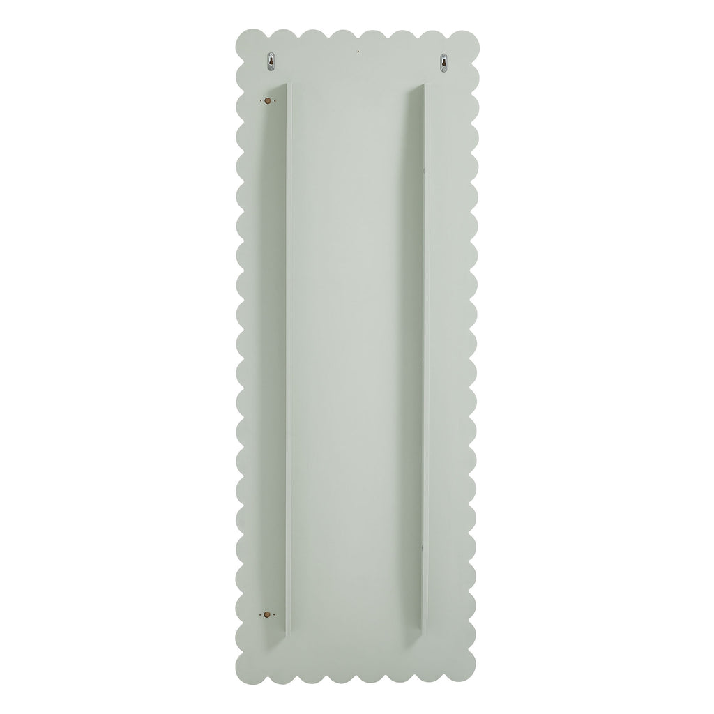 Emmeline Scalloped Rectangle Floor Mirror - Sage