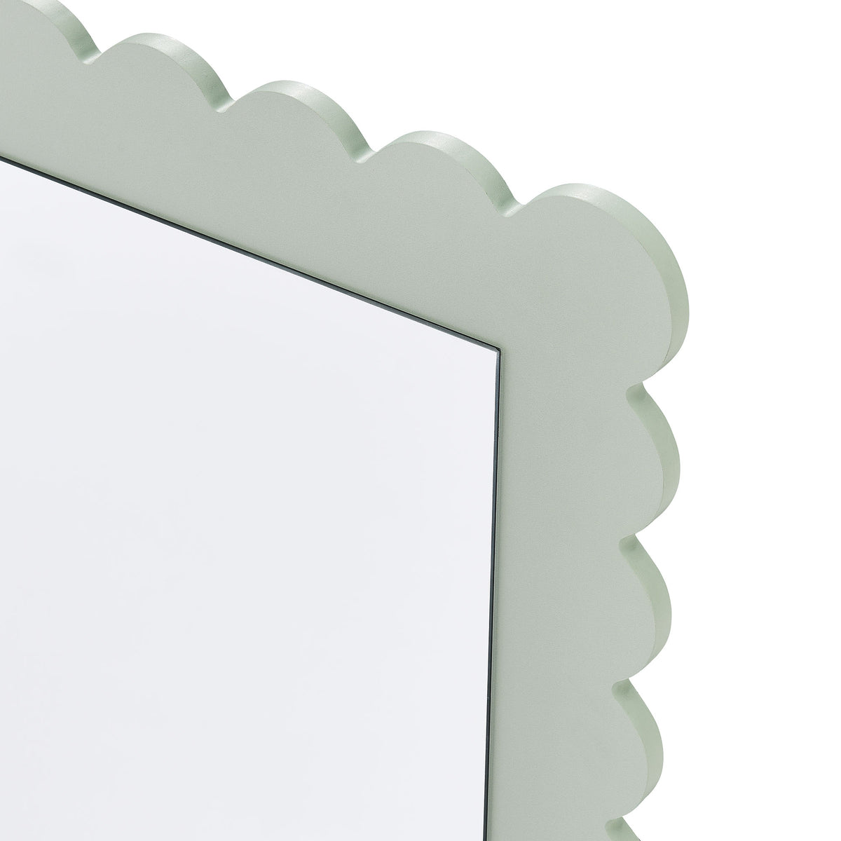 Emmeline Scalloped Rectangle Floor Mirror - Sage