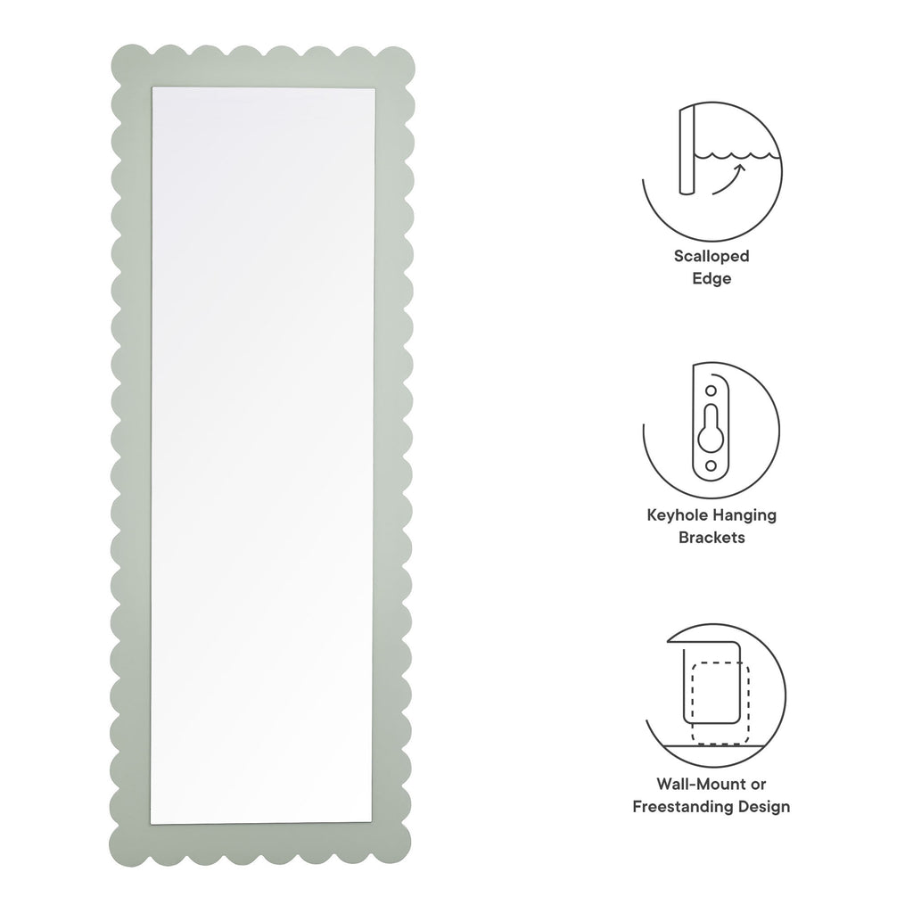 Emmeline Scalloped Rectangle Floor Mirror - Sage