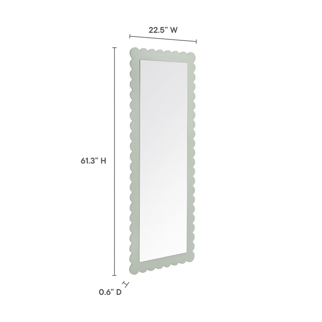 Emmeline Scalloped Rectangle Floor Mirror - Sage
