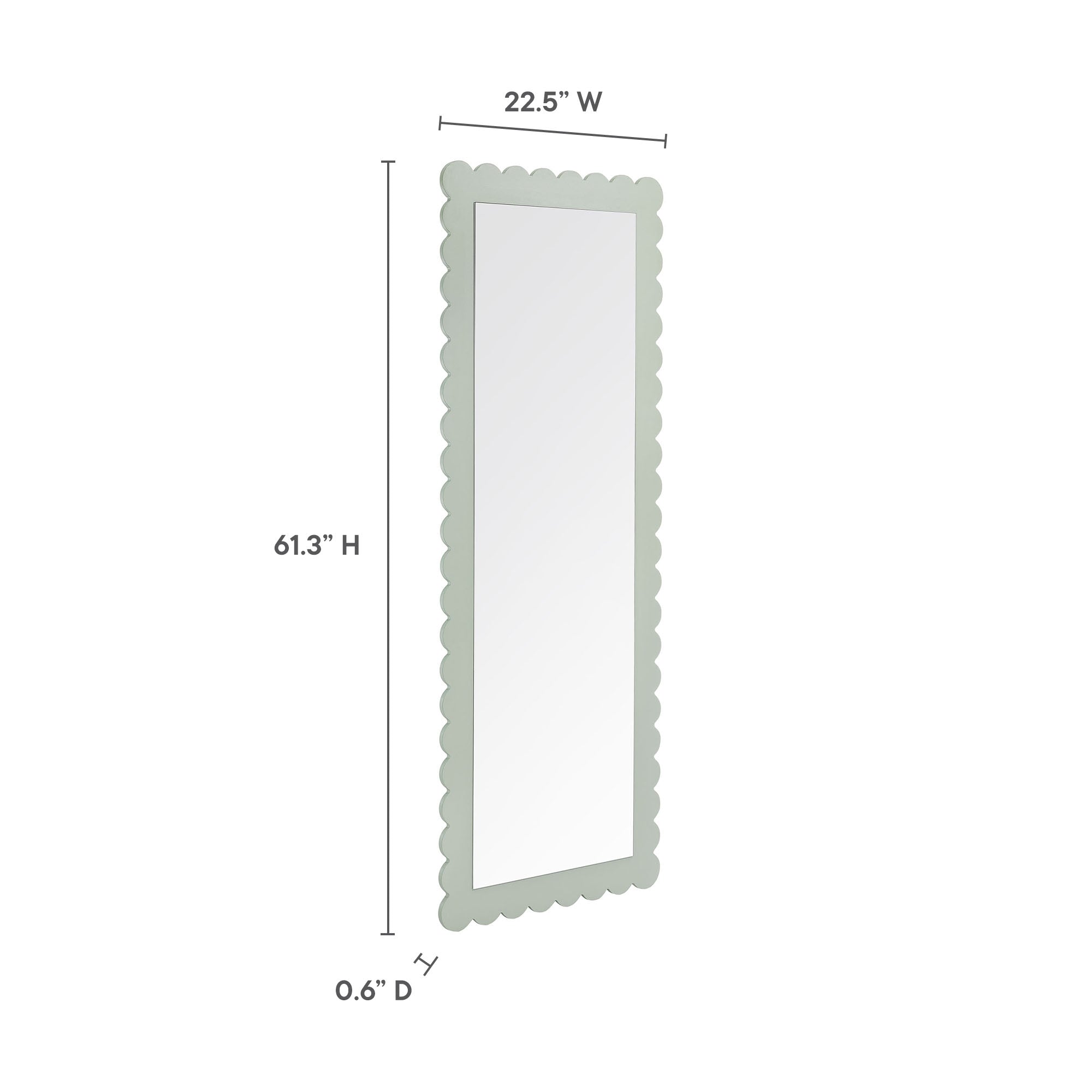 Emmeline Scalloped Rectangle Floor Mirror - Sage