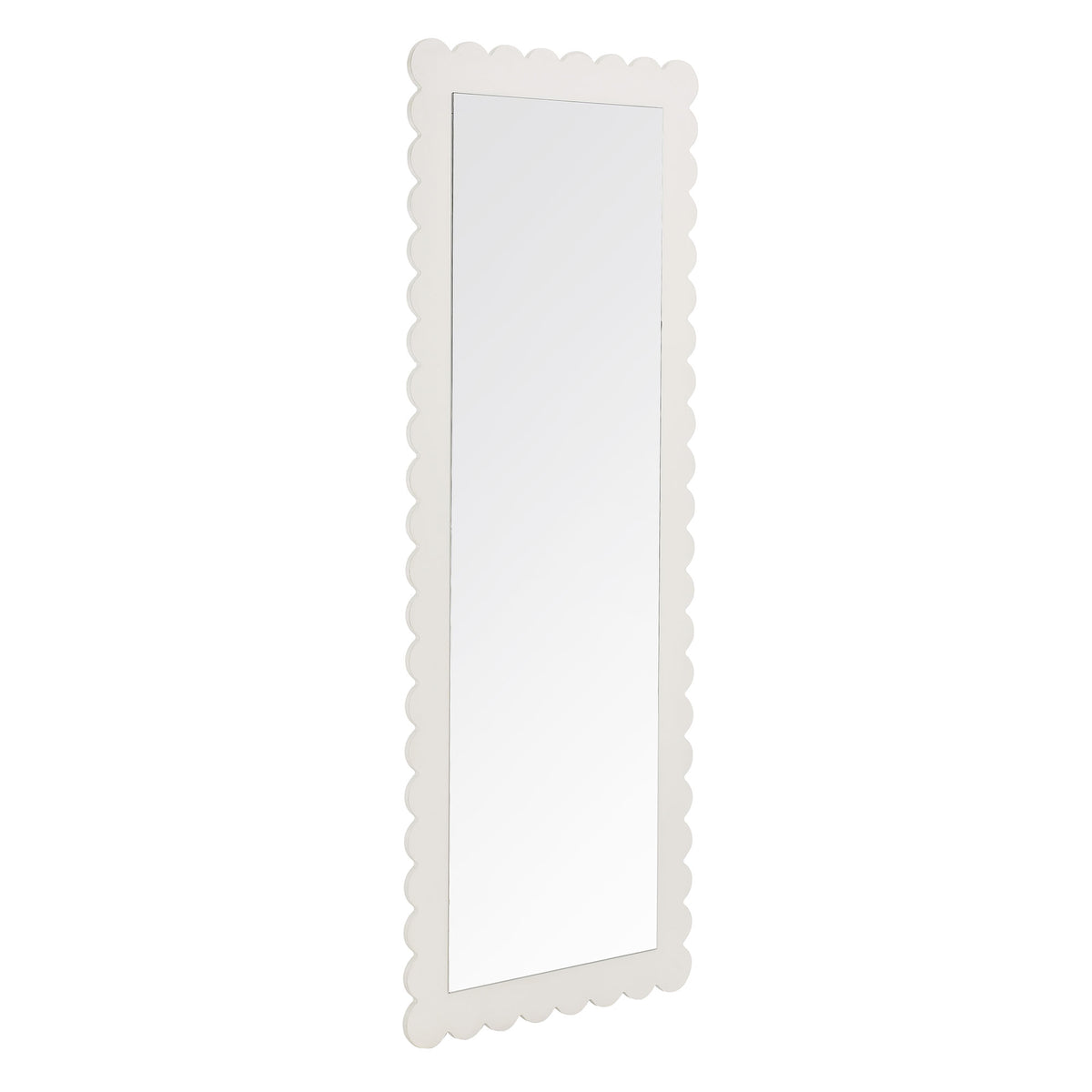 Emmeline Scalloped Rectangle Floor Mirror - White