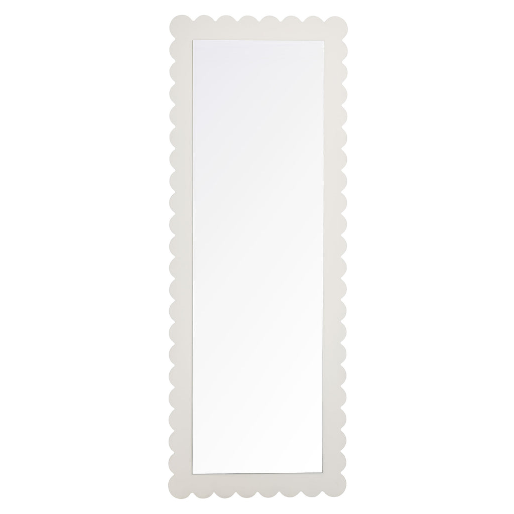 Emmeline Scalloped Rectangle Floor Mirror - White