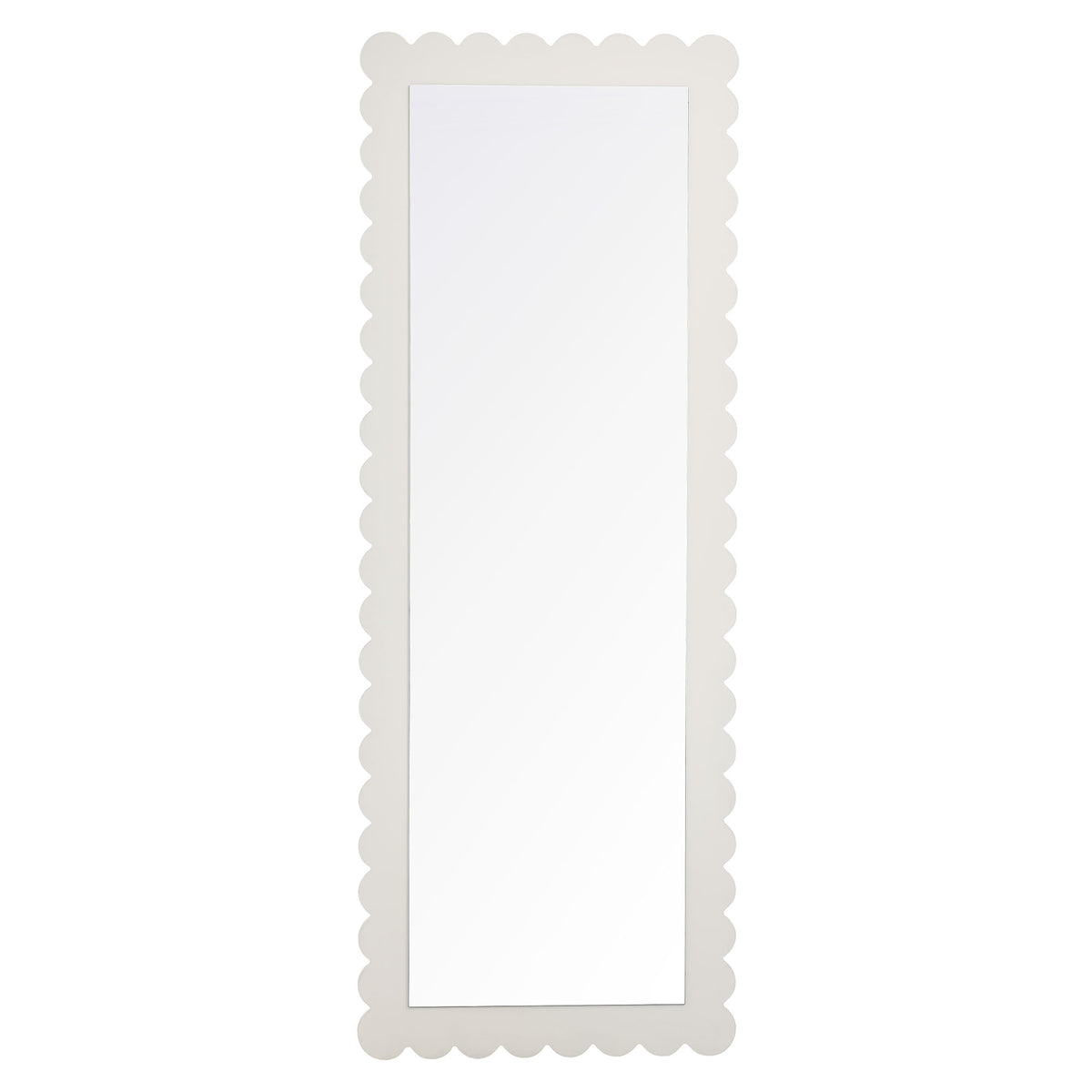 Emmeline Scalloped Rectangle Floor Mirror - White