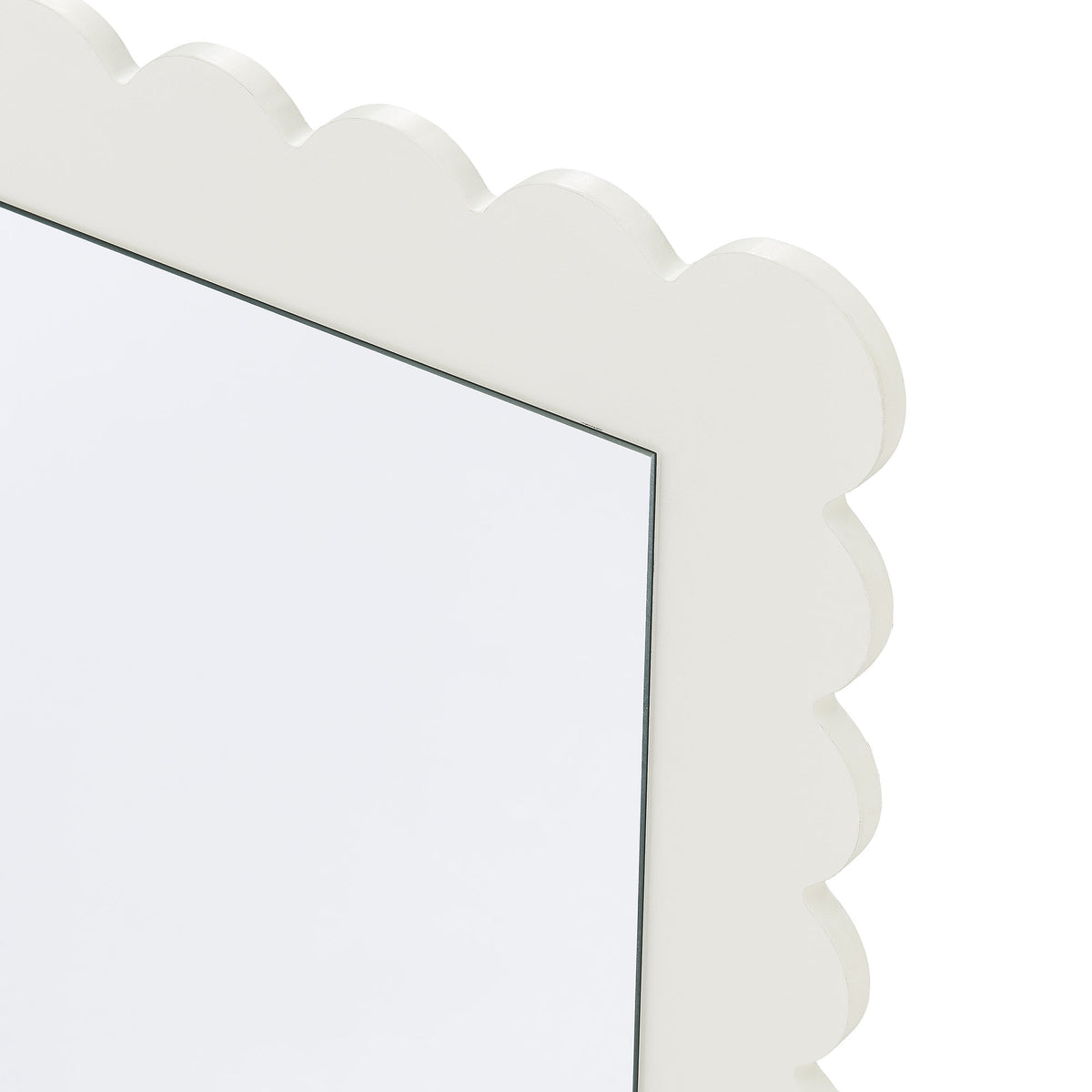 Emmeline Scalloped Rectangle Floor Mirror - White