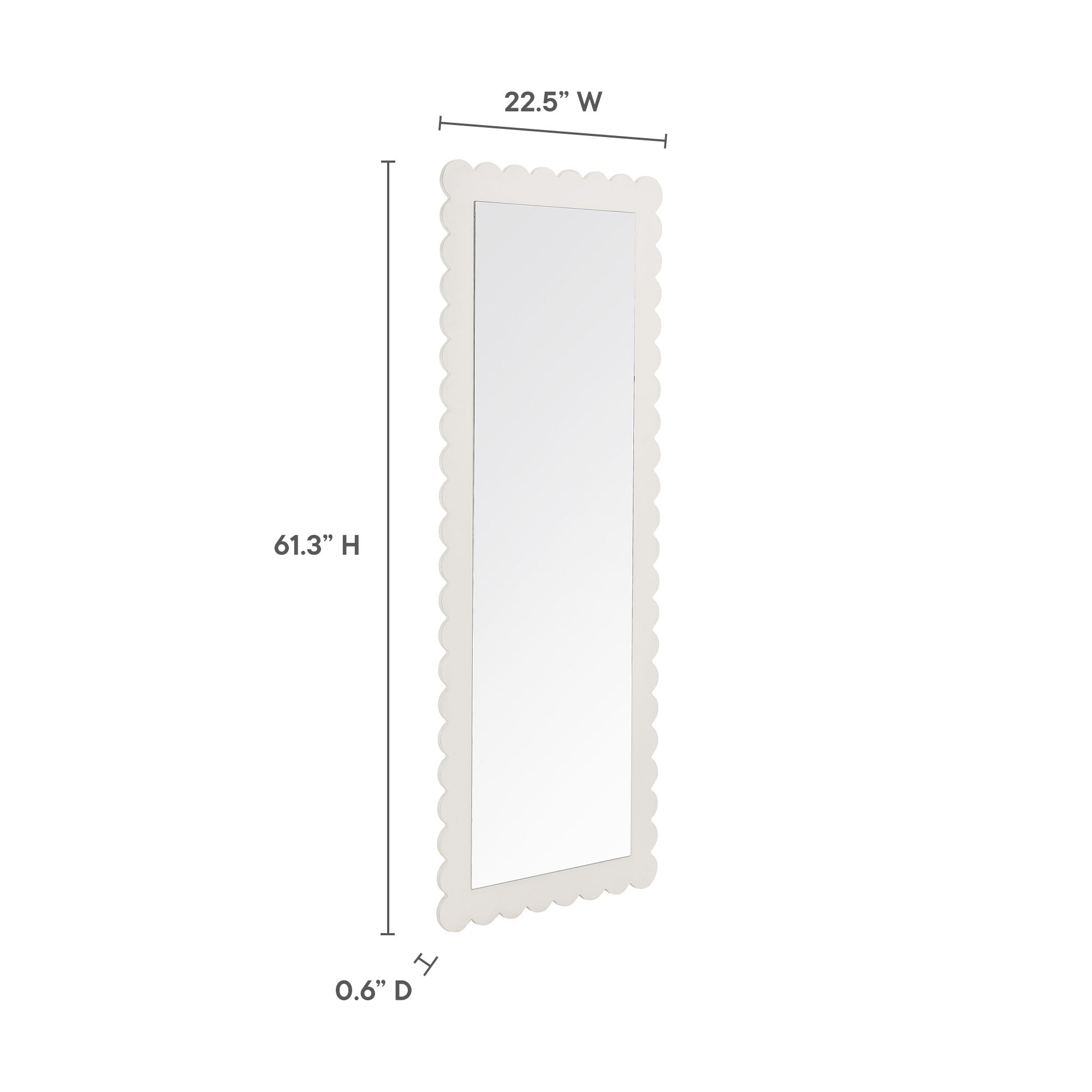 Emmeline Scalloped Rectangle Floor Mirror - White