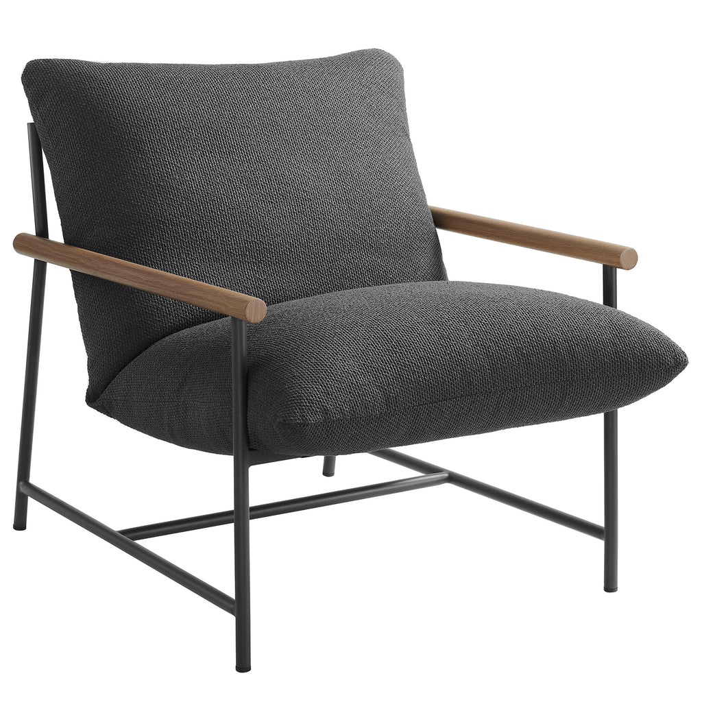 Raya Outdoor Patio Boucle Sling Lounge Chair - Charcoal