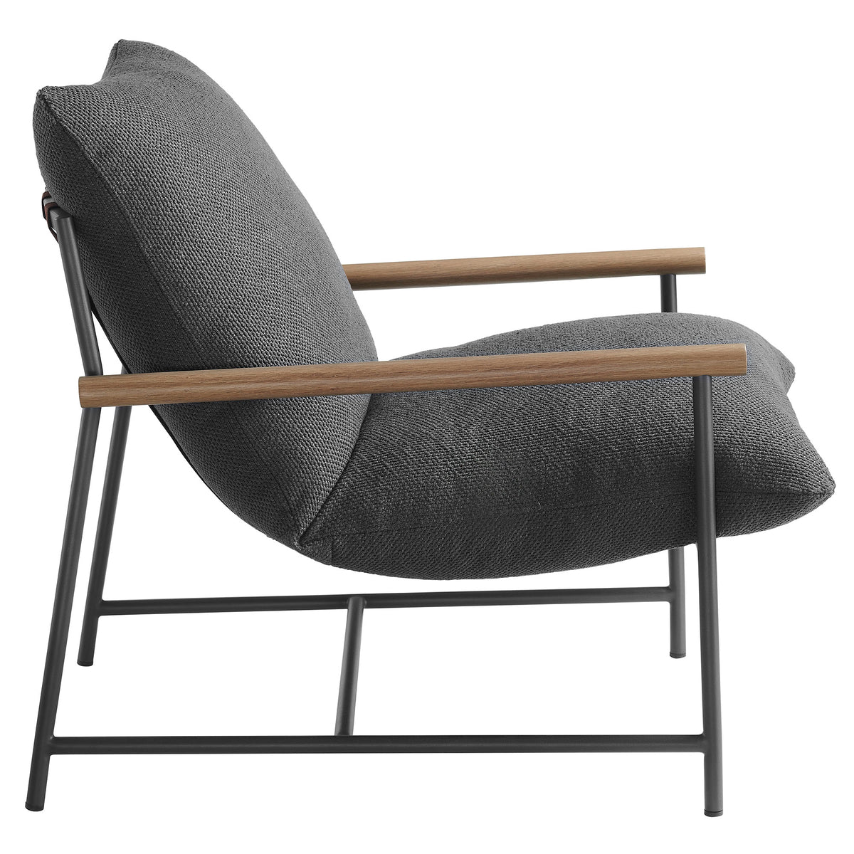 Raya Outdoor Patio Boucle Sling Lounge Chair - Charcoal