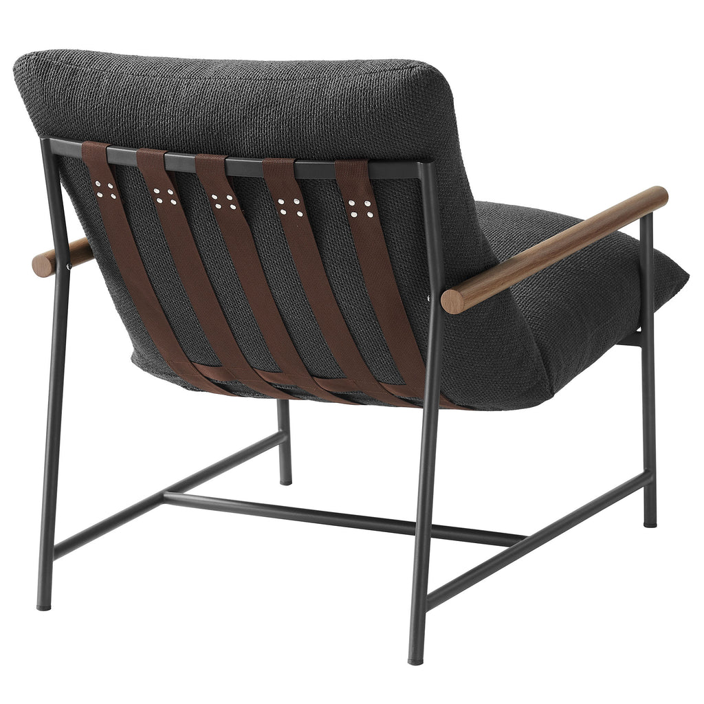 Raya Outdoor Patio Boucle Sling Lounge Chair - Charcoal