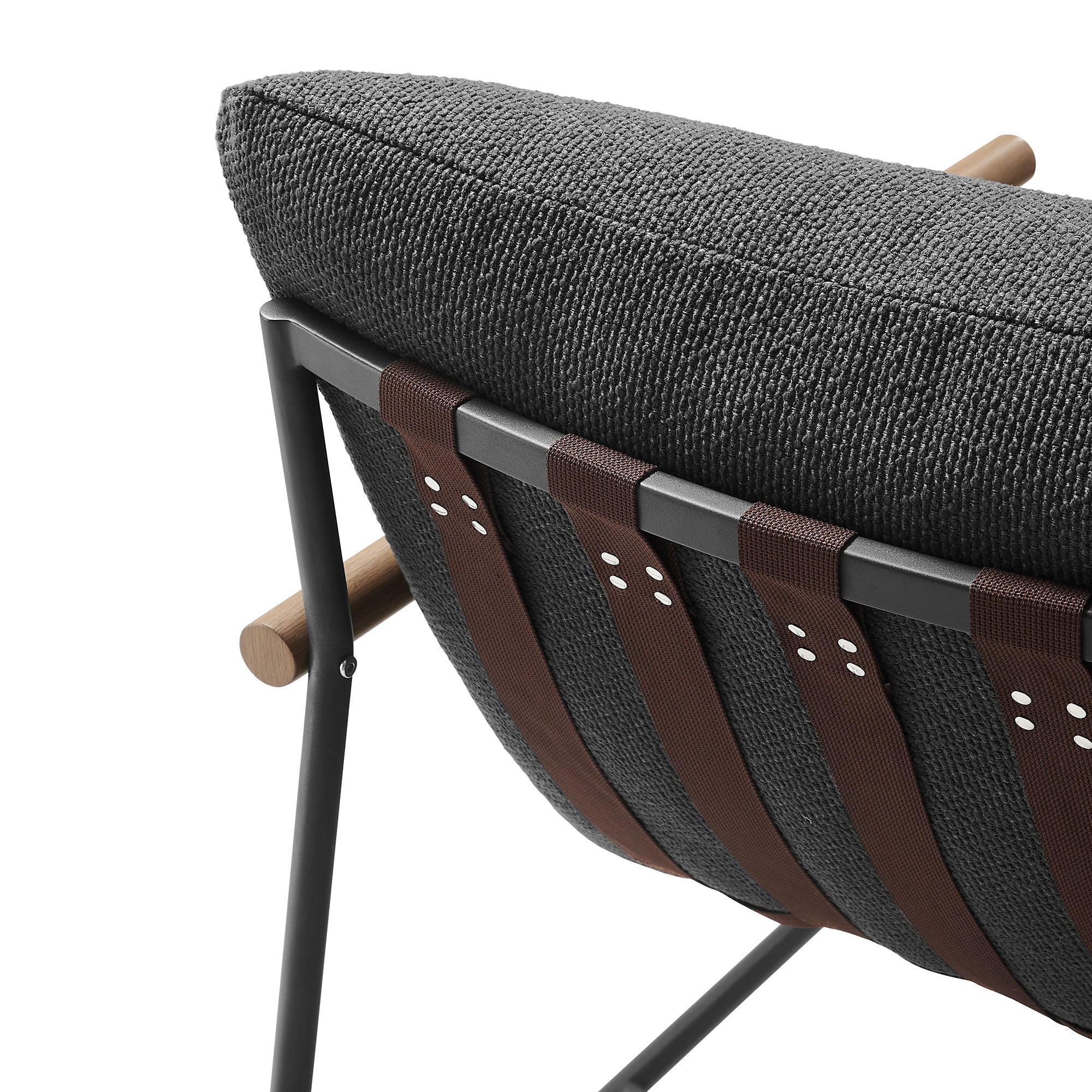 Raya Outdoor Patio Boucle Sling Lounge Chair - Charcoal