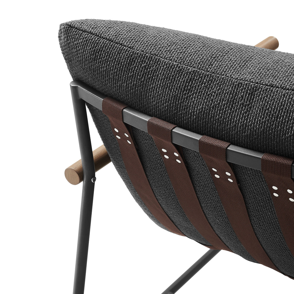 Raya Outdoor Patio Boucle Lounge Chair and Ottoman - Charcoal