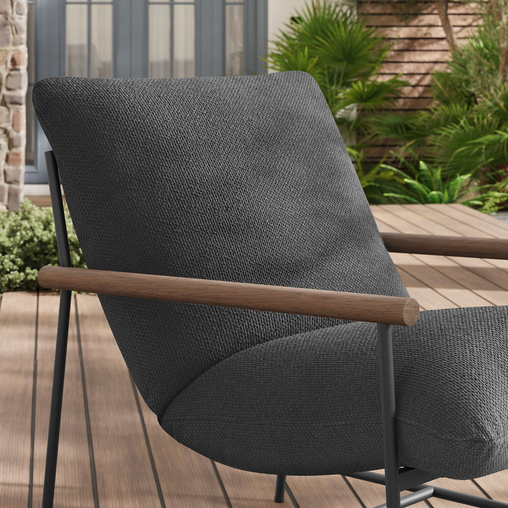 Raya Outdoor Patio Boucle Sling Lounge Chair - Charcoal