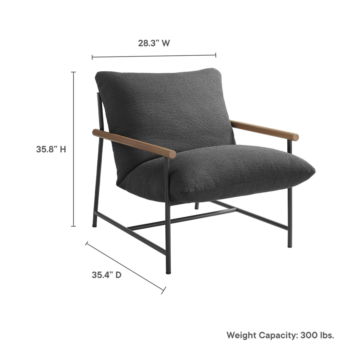 Raya Outdoor Patio Boucle Sling Lounge Chair - Charcoal