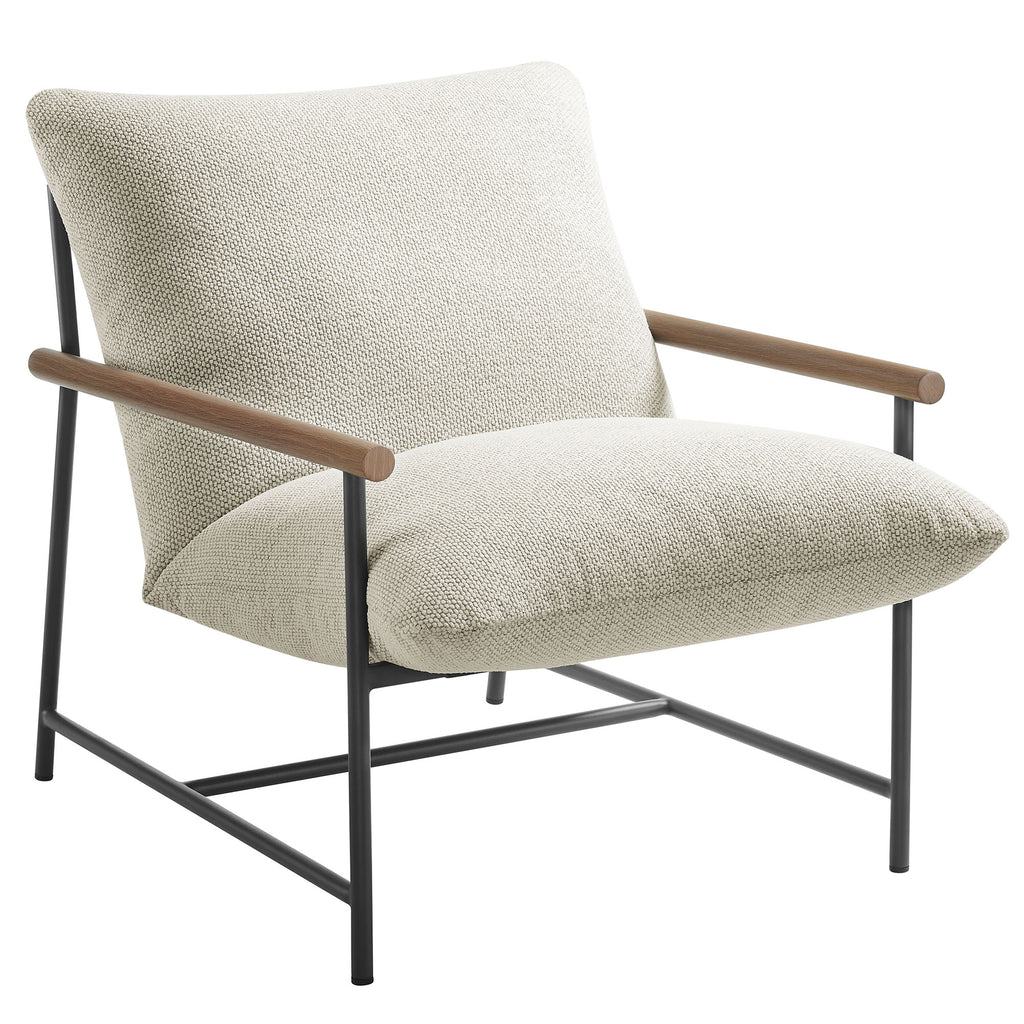 Raya Outdoor Patio Boucle Lounge Chair and Ottoman - Ivory