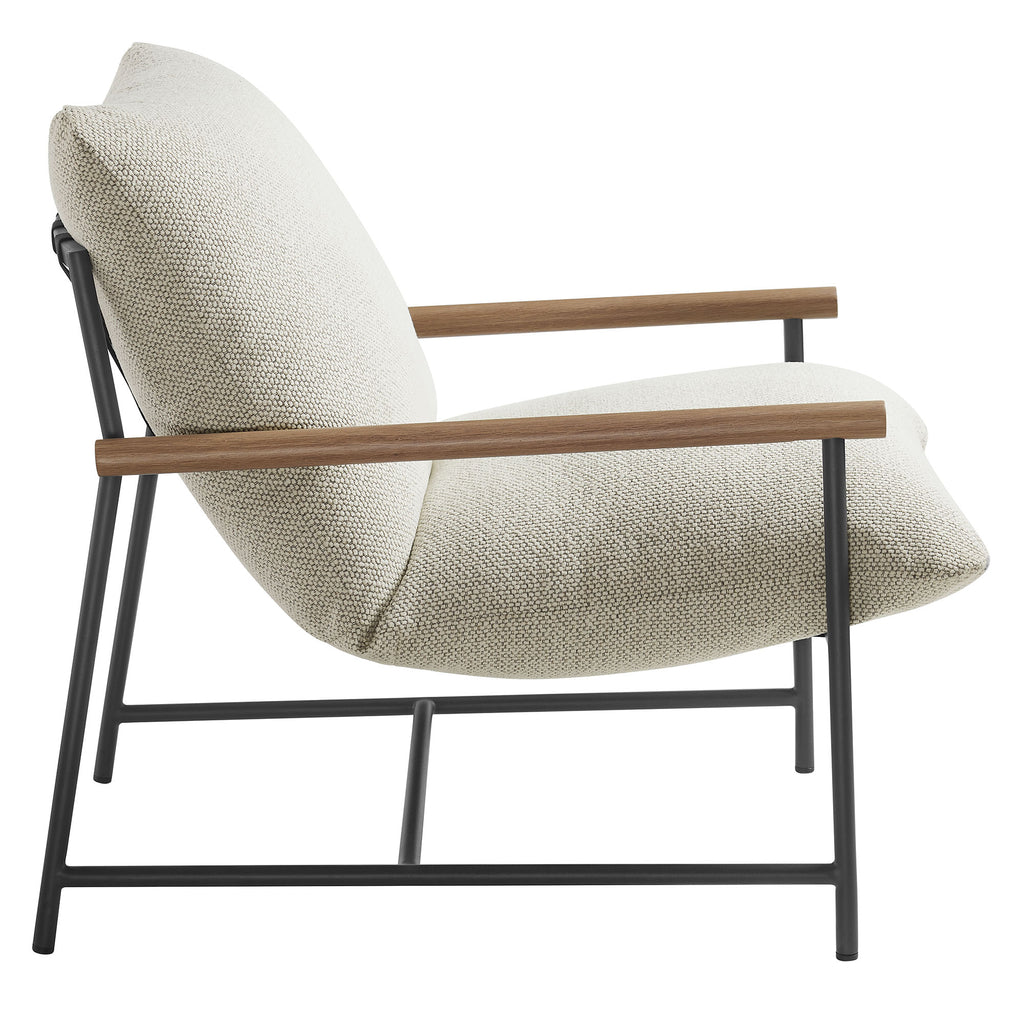 Raya Outdoor Patio Boucle Sling Lounge Chair - Ivory