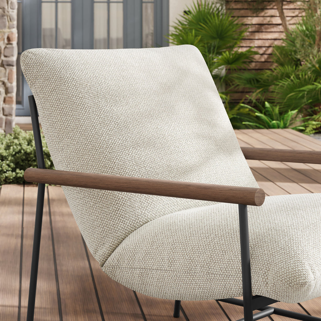Raya Outdoor Patio Boucle Sling Lounge Chair - Ivory