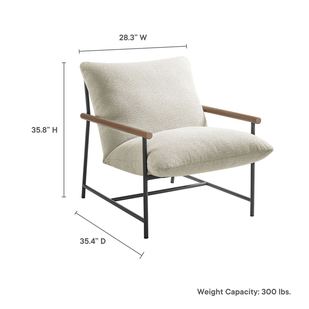 Raya Outdoor Patio Boucle Sling Lounge Chair - Ivory