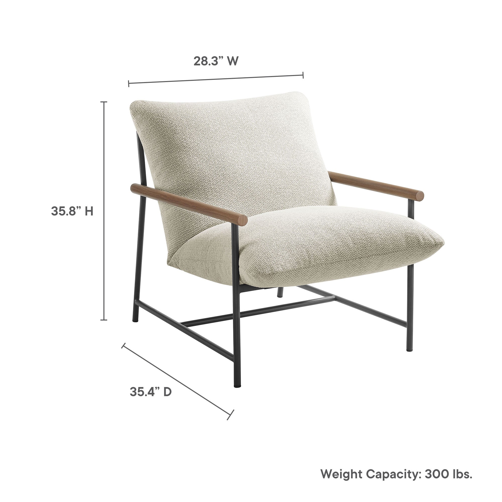 Raya Outdoor Patio Boucle Sling Lounge Chair - Ivory