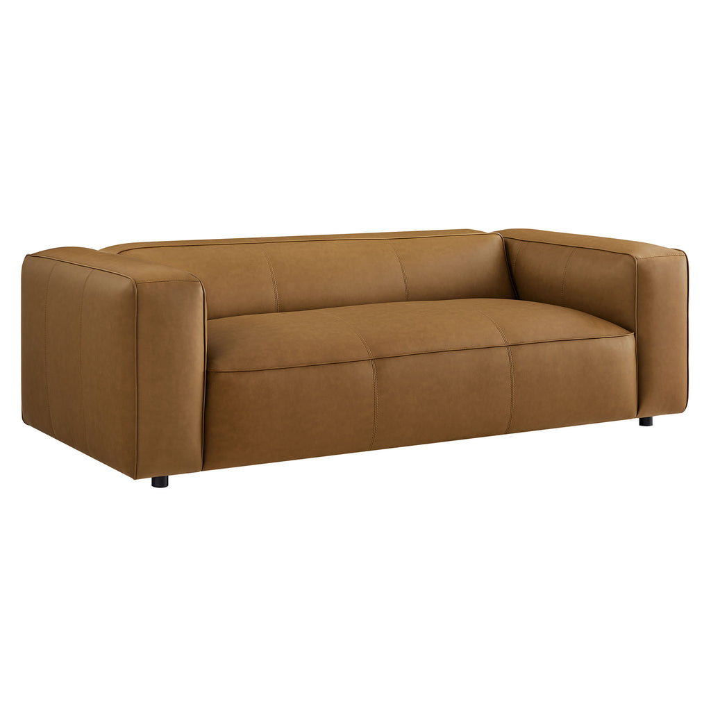 Auren Upholstered Vegan Leather Sofa - Camel