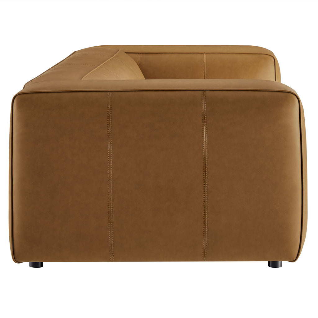 Auren Upholstered Vegan Leather Sofa - Camel