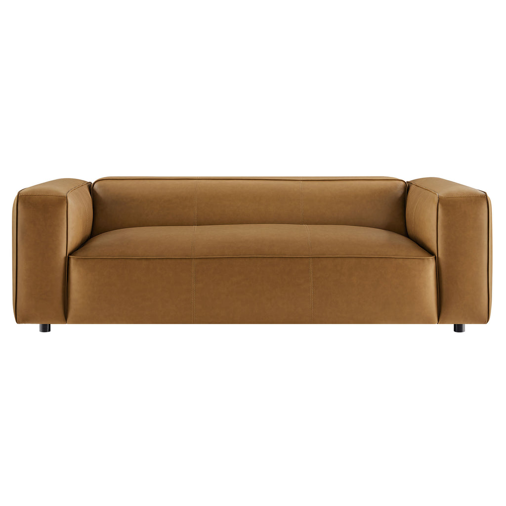 Auren Upholstered Vegan Leather Sofa - Camel