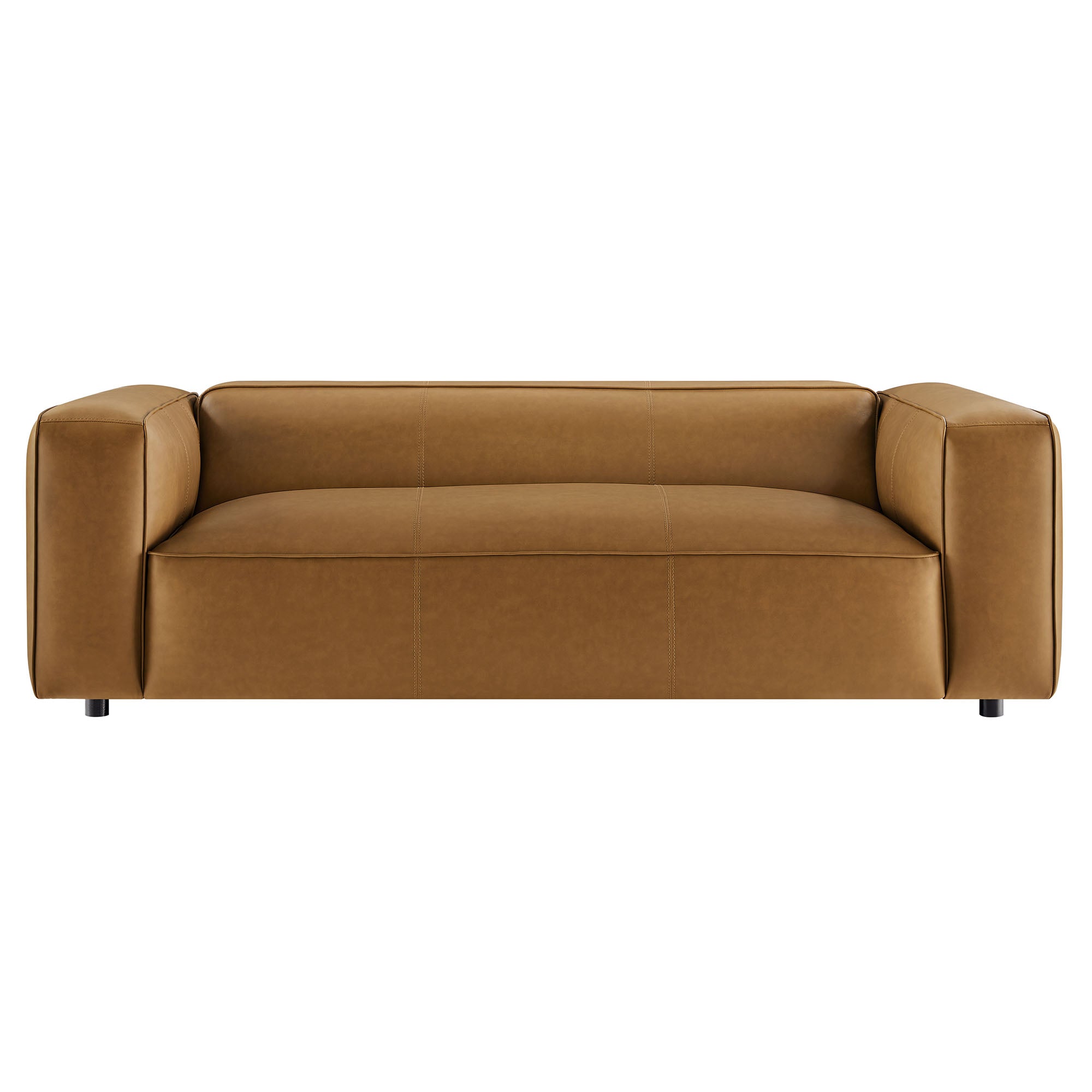 Auren Upholstered Vegan Leather Sofa - Camel