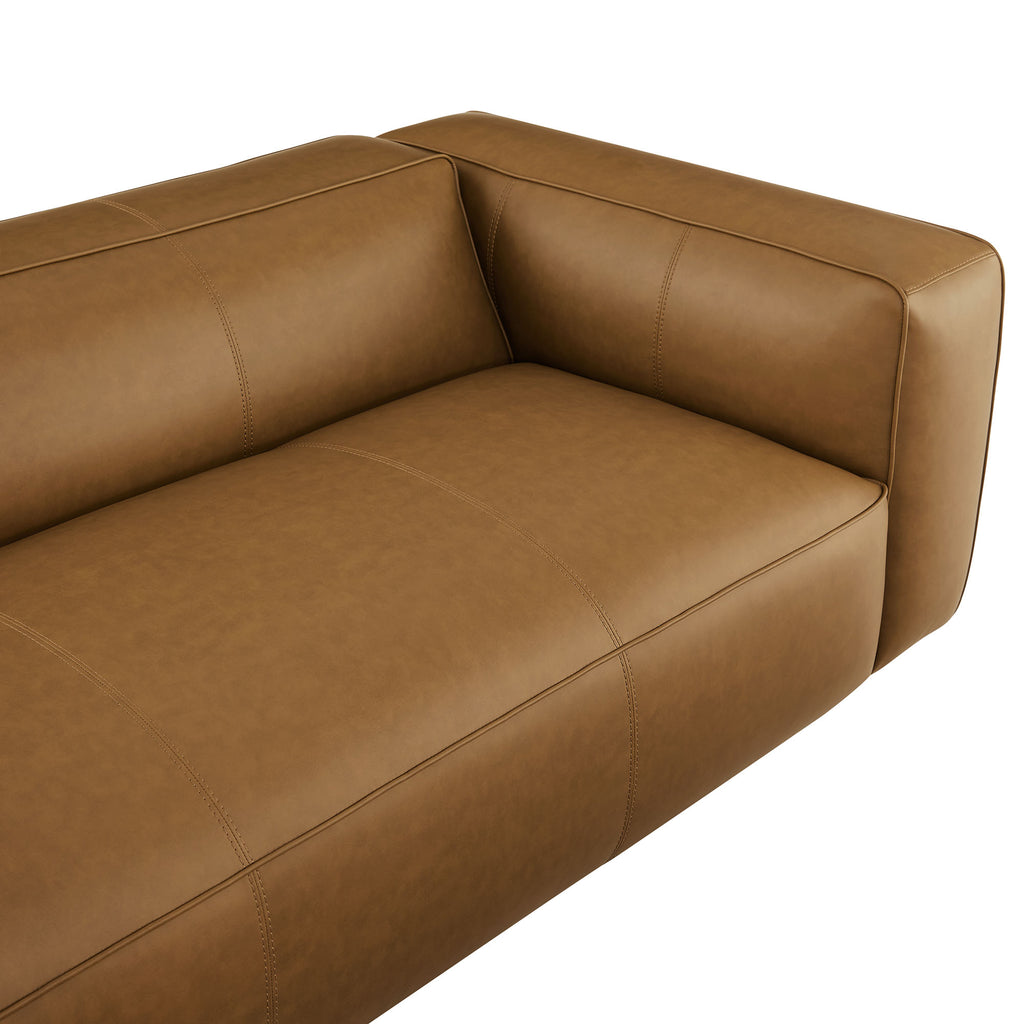 Auren Upholstered Vegan Leather Sofa - Camel