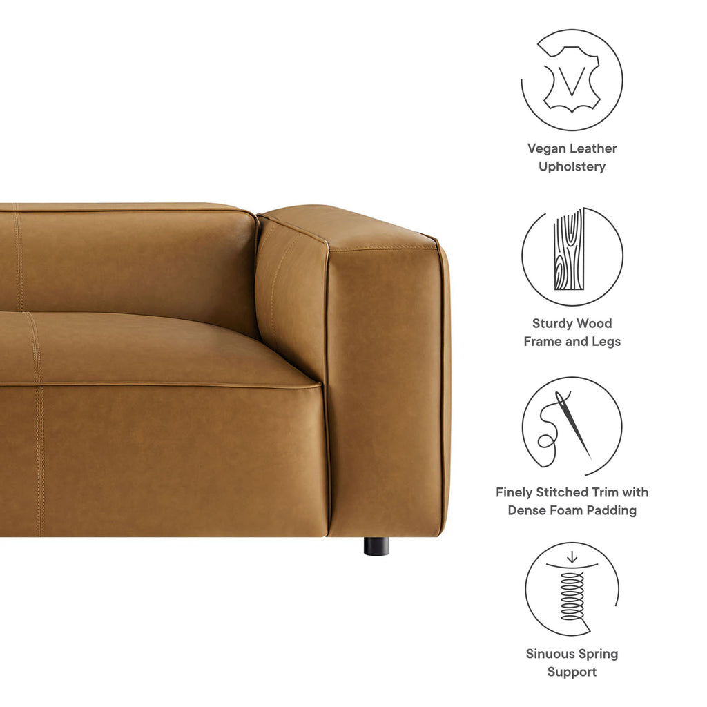 Auren Upholstered Vegan Leather Sofa - Camel