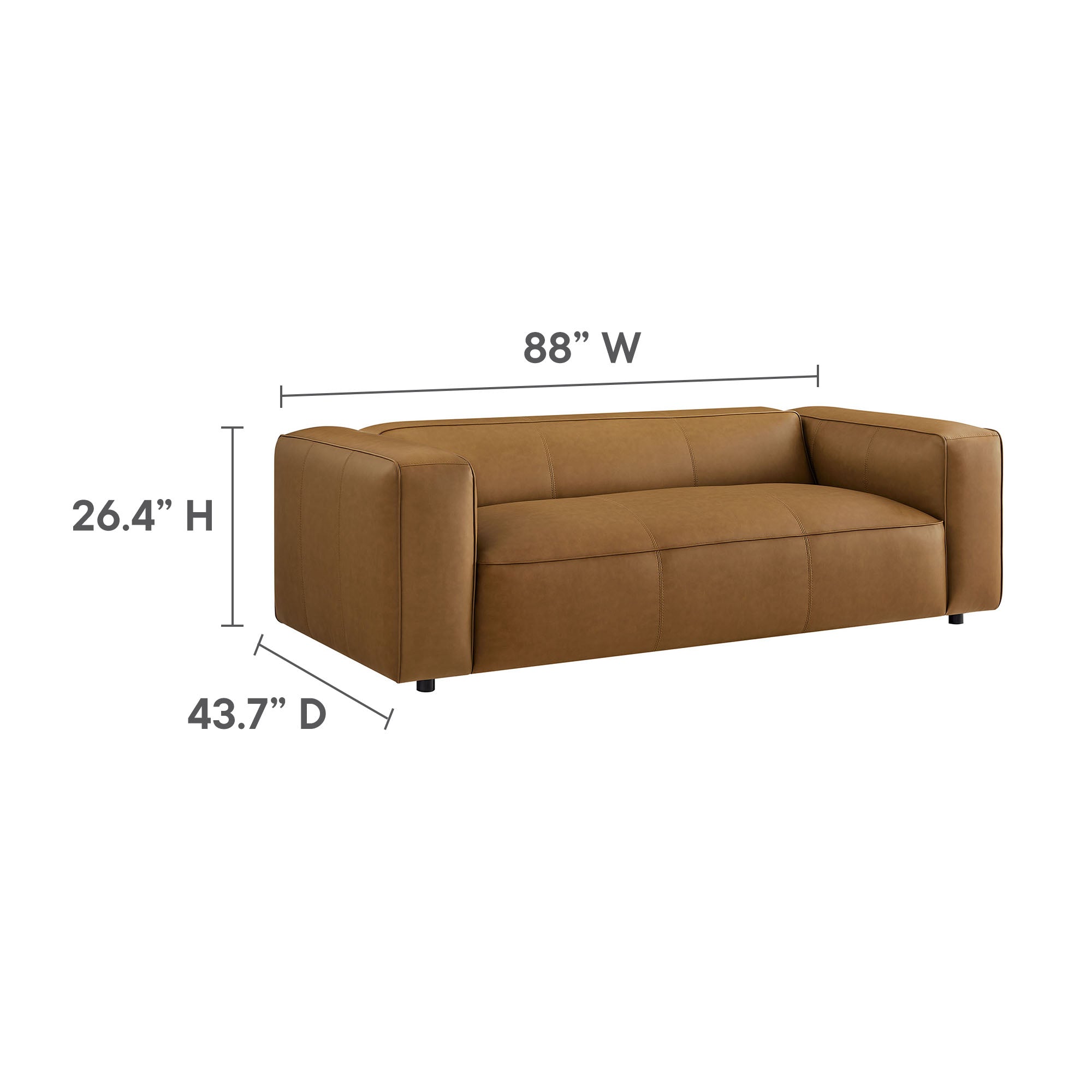 Auren Upholstered Vegan Leather Sofa - Camel