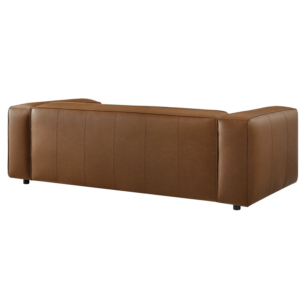 Auren Upholstered Vegan Leather Sofa - Coffee